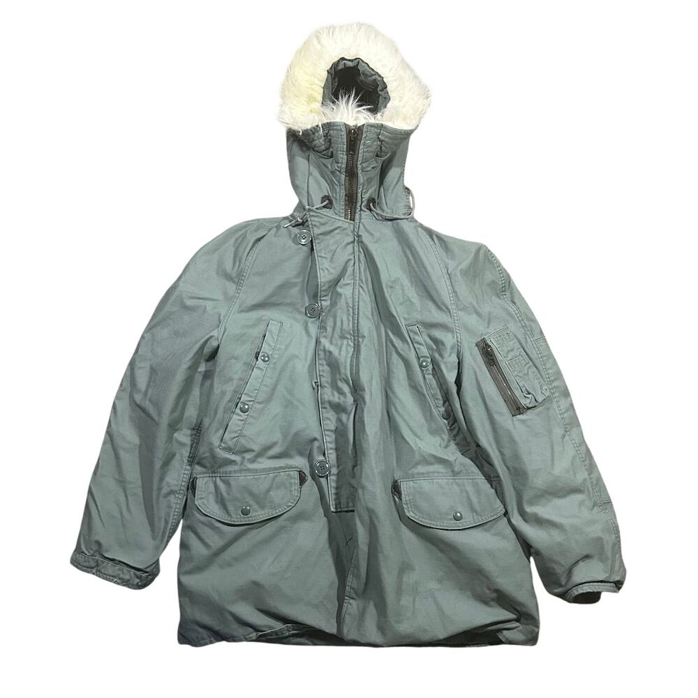 Vintage US Military Extreme Cold Weather Parka Jacket Mens Large N-3B Fur Hood